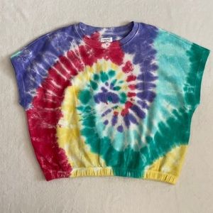 {NWT} Cabana by Crown & Ivy | Tie Dye Short Raglan Sleeve Sweatshirt Rainbow (M)